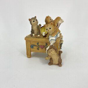 Kittens on Kitchen Table Resin San Francisco Music Box Plays My Favorite Things